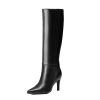 Knee High Boots Women Sexy Pointed Toe Stiletto Tall Boots Side Zipper Dress Fashion Boots Shoes