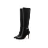 Women's Knee High Boots Women Mid Heel Pointed Toe Tall Boots for Women High Heel Side Zipper with Buckle Bow Knots Long Boots