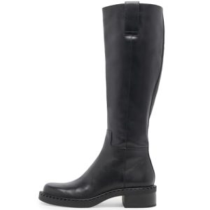 Women Knee High Boots Faux Leather Long Boots Low Chunky Heel Square Toe Side Zipper Fall Tall Boots