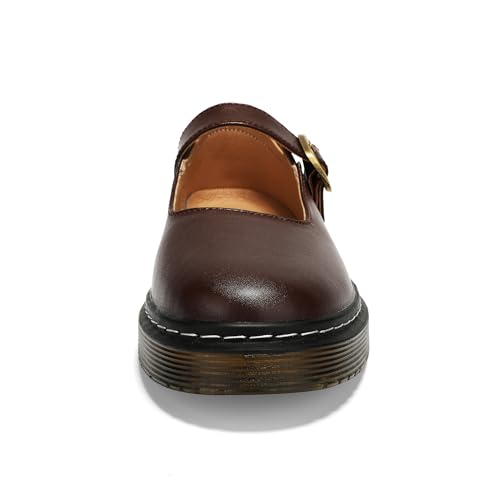 Women's Mary Jane Flat Shoes Comfort Platform Buckle Ankle Strap Flats Breathable Slip On Lightweight Office Work Shoes