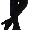 Women's Over The Knee High Boots Suede Thigh High Boot 3 Inch Chunky Heels Zipper Adjustable Opening Shoes