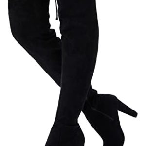 Women’s Thigh High Over The Knee Boots Suede Fashion Long 3.5 Inch Heel Boots with Zipper