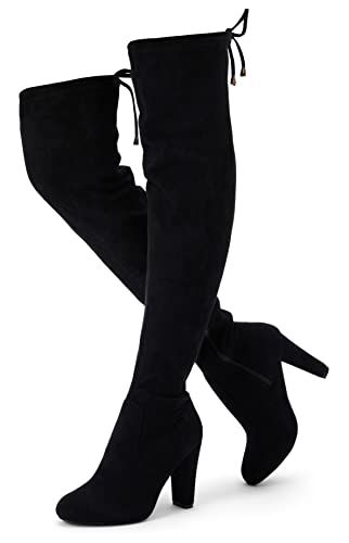 Women’s Thigh High Over The Knee Boots Suede Fashion Long 3.5 Inch Heel Boots with Zipper