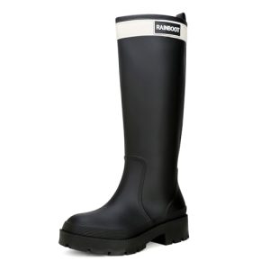 Rain Boots for Women, Waterproof Rubber Garden Boots Durable Slip Resistant Muck Boots,Tall Water Fishing Shoes Comfort Knee