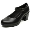 Womens Mary Jane Dress Shoes Chunky Low Block Heels 7CM Closed Toe Work Platform Pumps Dressy Orthopedic for Business Flight