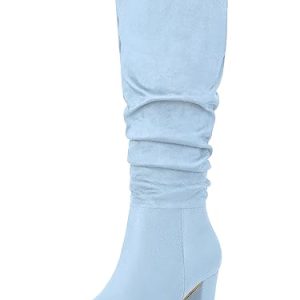 Women's Slouch Pointed Toe Chunky Heel Knee High Boots