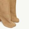 Women's Knee High Boots Nude Suede Wide Calf Stiletto Long Boots Pull On High Heel Riding Boots Fahion Dress Fall Tall Boots