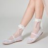 Ballet Flats for Women Closed Round Toe Mary Jane Shoes Women Cute Bowknot Non-Slip Dressy Shoes Elastic Strap Comfortable