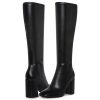 Women's Knee High Boots Faux Leather Square To Tall Boots Fashion Chunky Block Heel Long Boots with Side Zip