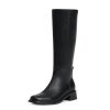 Knee High Boots for Women Low Heel Square Toe Side Zipper Fall Long Tall Boots Women Faux Leather Elastic Boots