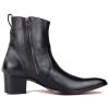 Dress Boot for Men Leather Chukka Designer Boots Calfskin Casual Heel Shoes Zipper-up OS-JY002-Black-Calfskin-US
