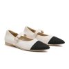 Women's Pointed Toe Knit Mary Jane Ballet Flats for Office Casual Wear Stretchy Dressy Slip-On Shoes with Arch Support