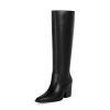 Knee High Boots Women Square Toe Chunky Heel Tall Boots for Women High Heel Side Zipper Long Boot