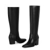Knee High Boots Women Square Toe Chunky Heel Tall Boots for Women High Heel Side Zipper Long Boot