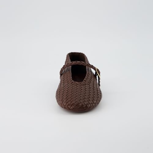 Bistro Mary Jane Flats for Women, Woven Ballet Flats Shoes with Strap and Memory Foam for All-Day Comfort