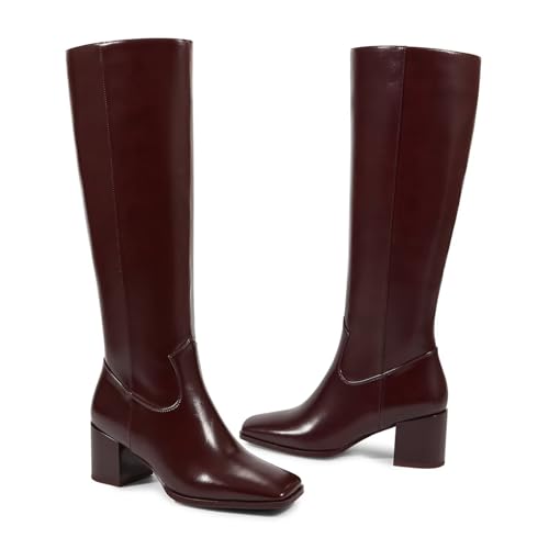 Knee High Boots for Women GoGo Boots with Chunky Heel, Square Toe and Side Zipper Design Fashion Dress Boots