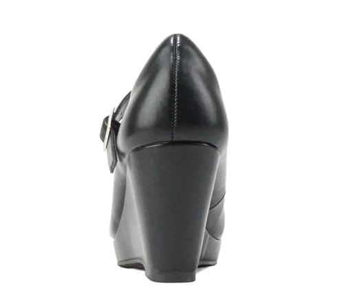 Merry ~ Womens Mary Jane Strap Comfortable Platform Wedge Pump Heel Shoes (Wide Fit Available)