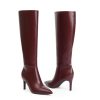 Knee High Boots Women Pointed Toe Tall Boots 3 In Stiletto High Heel Long Boots Side Zipper Dress Knee High Boots