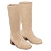 Women's Knee High Campus Boots Square Toe Chunky Block Low Heel Vintage Long Boots for Women Wide Calf
