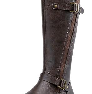 Women's 9656 Knee-High Boots Fashion Riding Boots with Buckle