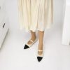 Women's Pointed Toe Knit Mary Jane Ballet Flats for Office Casual Wear Stretchy Dressy Slip-On Shoes with Arch Support