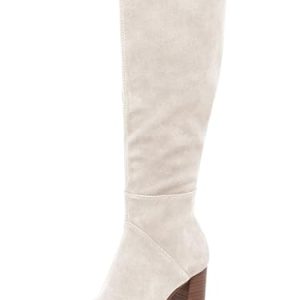 Womens Knee High Boots Square Toe Chunky Block Heel Side Zipper Faux Suede Long Boots Fall Winter Shoes