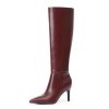 Knee High Boots Women Pointed Toe Tall Boots 3 In Stiletto High Heel Long Boots Side Zipper Dress Knee High Boots