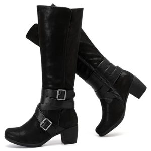 Women's Knee High Boots with Chunky Heel, Pointed Toe, Comfortable and Fashionable for Fall and Winter Wear for Women.