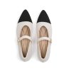 Women's Pointed Toe Knit Mary Jane Ballet Flats for Office Casual Wear Stretchy Dressy Slip-On Shoes with Arch Support
