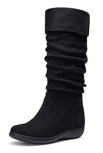 Women's 942 Knee High Boots Suede Slouch Flat Comfort Boots