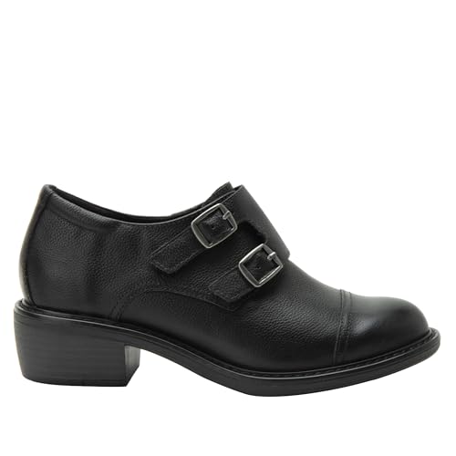 Alegria Women's Mave Leather Oxford Loafer Double Buckle Shoes