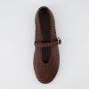 Bistro Mary Jane Flats for Women, Woven Ballet Flats Shoes with Strap and Memory Foam for All-Day Comfort