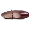 Leather Mary Jane Shoes for Women Dressy Square Toe Ballet Flats with Strap Comfortable Walking Shoes Soft Leather Dress Shoes