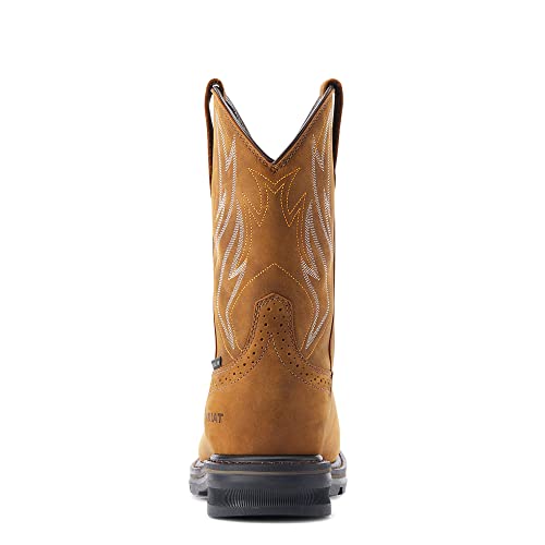 Men's 10in Sierra Shock Shield Brown Wide Square Toe H2O Steel Toe Pull on Work Boot