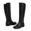 Knee High Boots Women Faux Leather Elastic Boots Low Heel Round Toe Side Zipper Fall Long Tall Boots for Women
