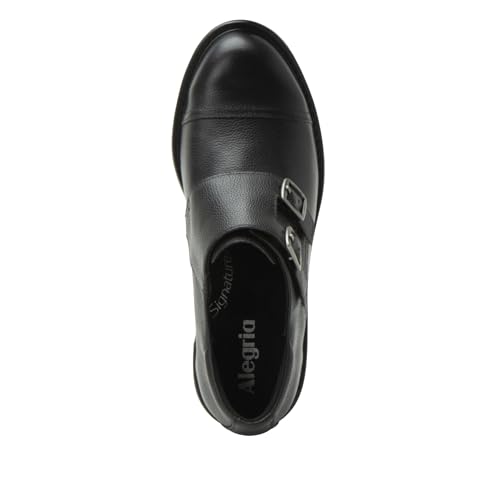 Alegria Women's Mave Leather Oxford Loafer Double Buckle Shoes