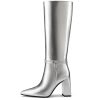 Knee High Boots for Women Chunky Block Heel Tall Boots Pointed Toe Side Zipper Fashion Dress Long Boots