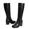 Knee High Boots for Women 2.56" Chunky Heel Round Toe Side Zipper Fall Winter Dress Tall Boots for Women