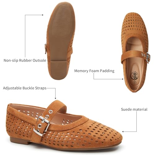 Mary Jane Shoes Women, Mary Jane Flats for Women, Ballet Flats Shoes Round Toe Mary Jane Flats Shoes Dressy Comfortable