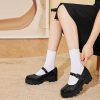 Womens Chunky Mary Jane Platform Shoes Patent Leather Uniform Dress Shoes