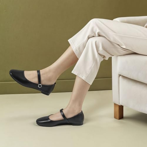 Mary Jane Flats Shoes Women Square Toe Ballet Flats Comfortable Ankle Strap Flats Casual Slip on Flats Women Flats Dress Shoes