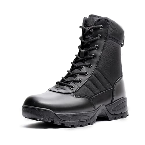 Men's Military Tactical Combat Boots Side Zipper Work Motorcycle Boots 8 inch
