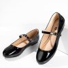 Mary Jane Flats for Women Leather Ballet Flats Shoes Round Toe Comfy Dressy Casual Work Flats with Ankle Strap