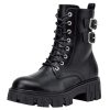 Women's Combat Boots, Platform Ankle Booties Lace up Chunky Heel with Inner Zipper