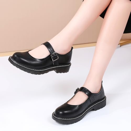 Mary Jane Shoes Women Mary Janes for Women Flats Oxford Round Toe Non-Slip Casual Shoes Comfortable Dress Shoes Cute School