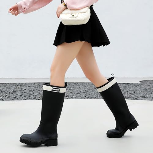 Rain Boots for Women, Waterproof Rubber Garden Boots Durable Slip Resistant Muck Boots,Tall Water Fishing Shoes Comfort Knee