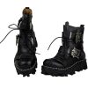 Mens Black Genuine Leather Military Army Boots Gothic Skull Punk Motorcycle Boots