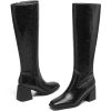 Women's Knee High Boots with Block Heels – Tall Fashion Boots with Side Zipper, Square Toe Long Boots for Fall Winter