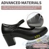 Womens Mary Jane Dress Shoes Chunky Low Block Heels 7CM Closed Toe Work Platform Pumps Dressy Orthopedic for Business Flight