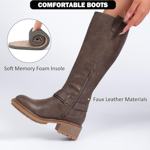 Women's Knee High Boots Stylish Comfort Round Toe Tall Riding Combat Boot Classic Fashion Fall Winter Boots for Women.